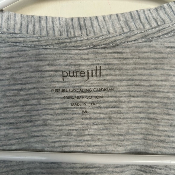 Pure Jill Medium 100% Pima Cotton Waterfall Long-sleeve open front cardigan - Picture 3 of 5